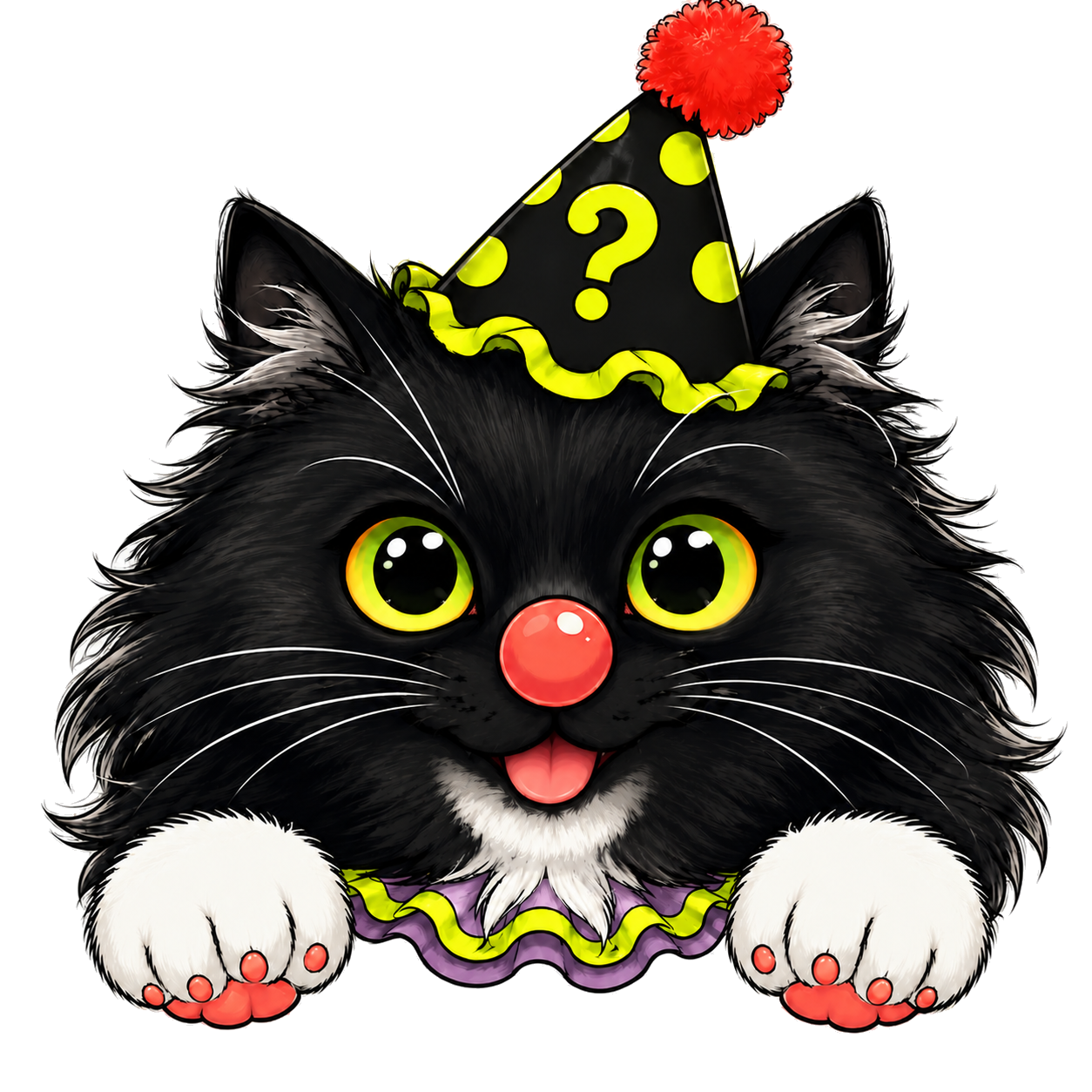 Seko smiling in clown costume